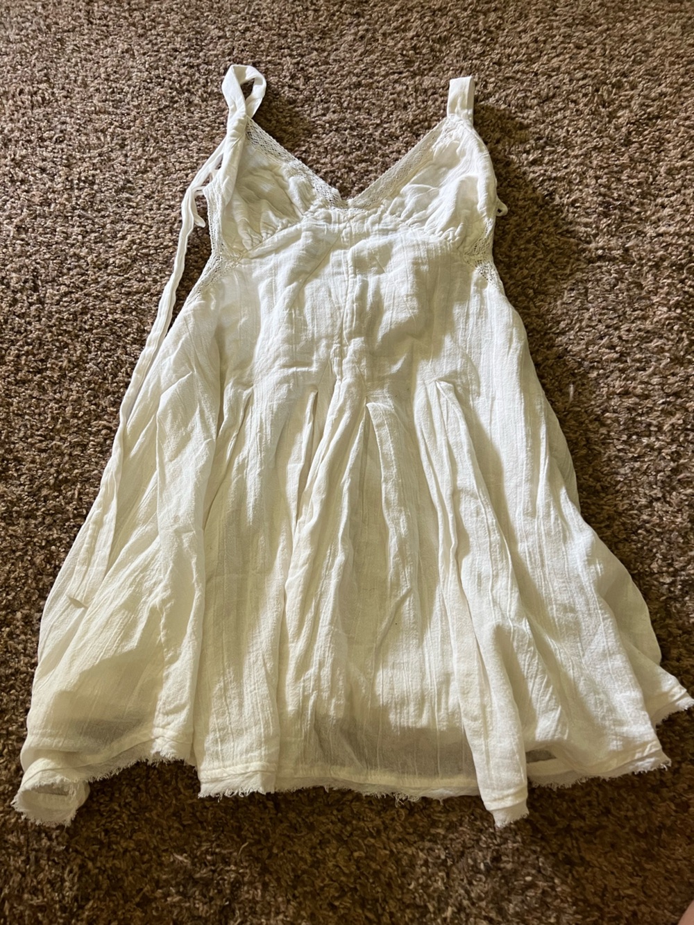 Free People White Gauzy Sleeveless Mini Dress